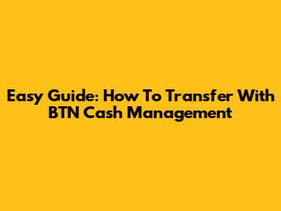Easy Guide: How To Transfer With BTN Cash Management