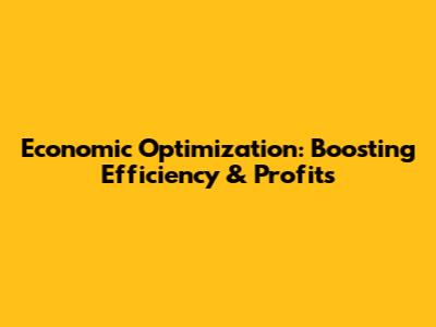 Economic Optimization: Boosting Efficiency & Profits