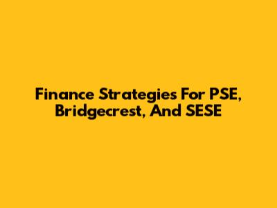 Finance Strategies For PSE, Bridgecrest, And SESE