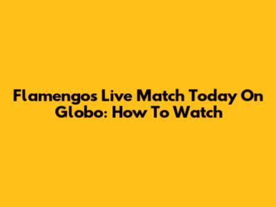 Flamengo's Live Match Today On Globo: How To Watch