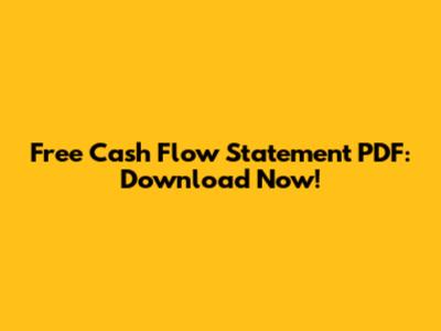 Free Cash Flow Statement PDF: Download Now!
