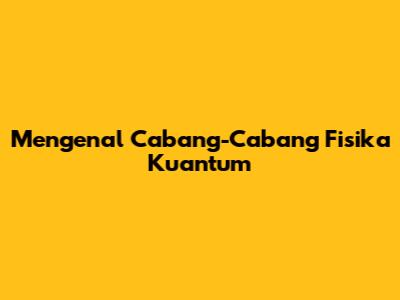 Mengenal Cabang-Cabang Fisika Kuantum