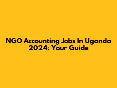 NGO Accounting Jobs In Uganda 2024: Your Guide