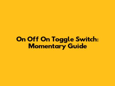 On Off On Toggle Switch: Momentary Guide