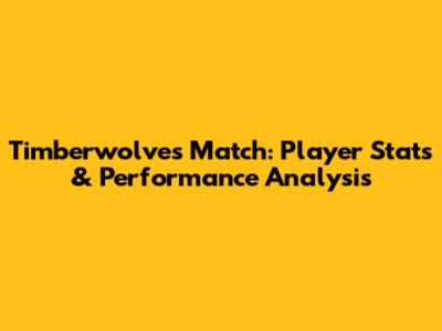 Timberwolves Match: Player Stats & Performance Analysis