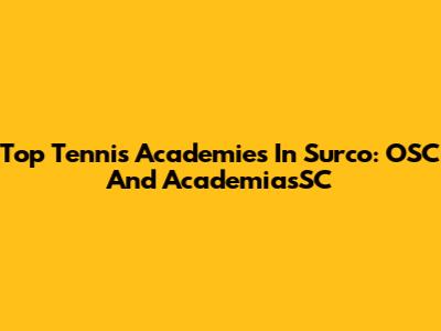 Top Tennis Academies In Surco: OSC And AcademiasSC