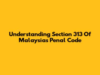 Understanding Section 313 Of Malaysia's Penal Code